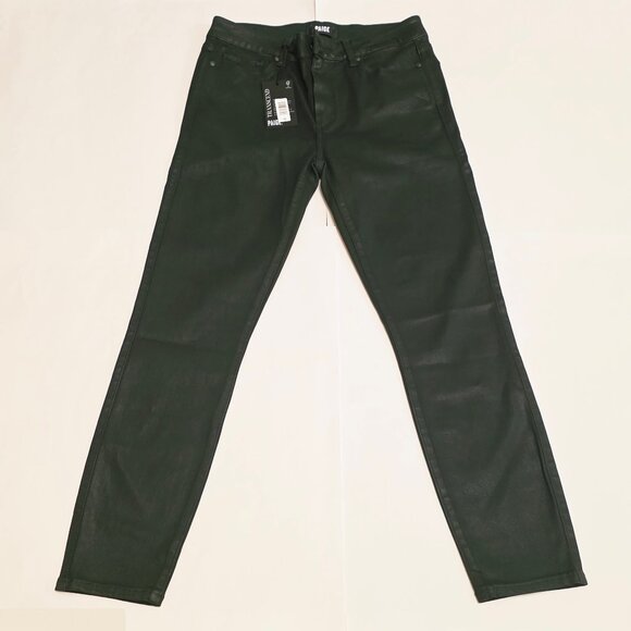 PAIGE Hoxton Skinny Ankle Jean in Deep Emerald Luxe Coating - Picture 2 of 16